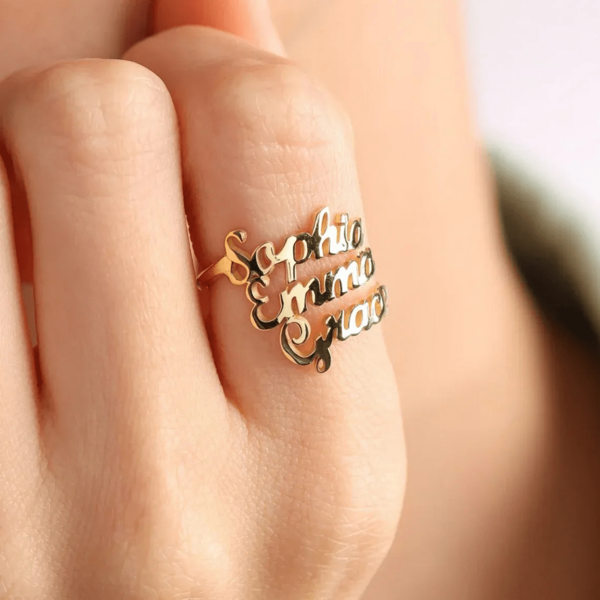 Liora Elegant Name Ring In Stainless Steel With Engraving