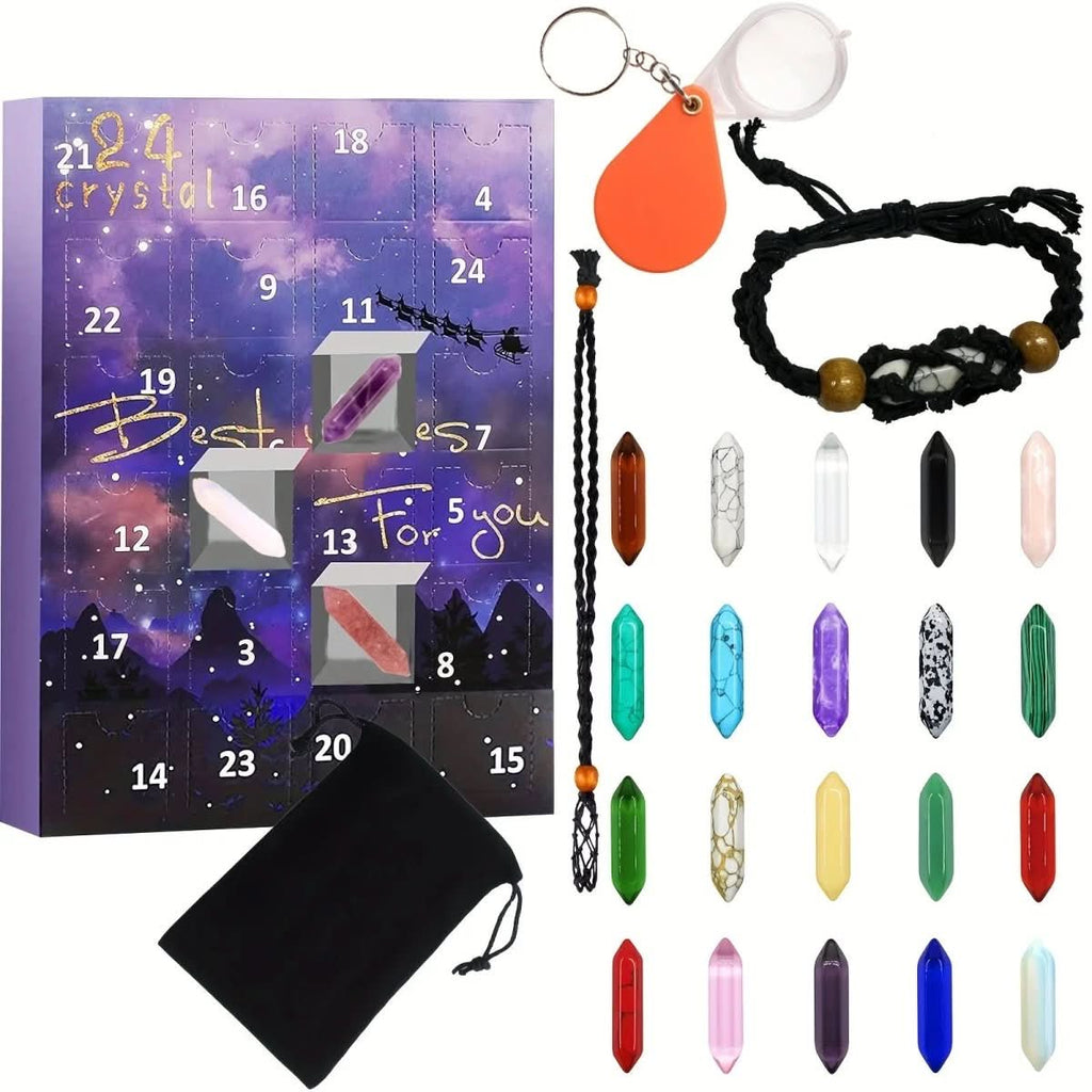 Gleamstone Advent Gem Calendar 2025 - 24 Natural Gemstones For Christmas Countdown