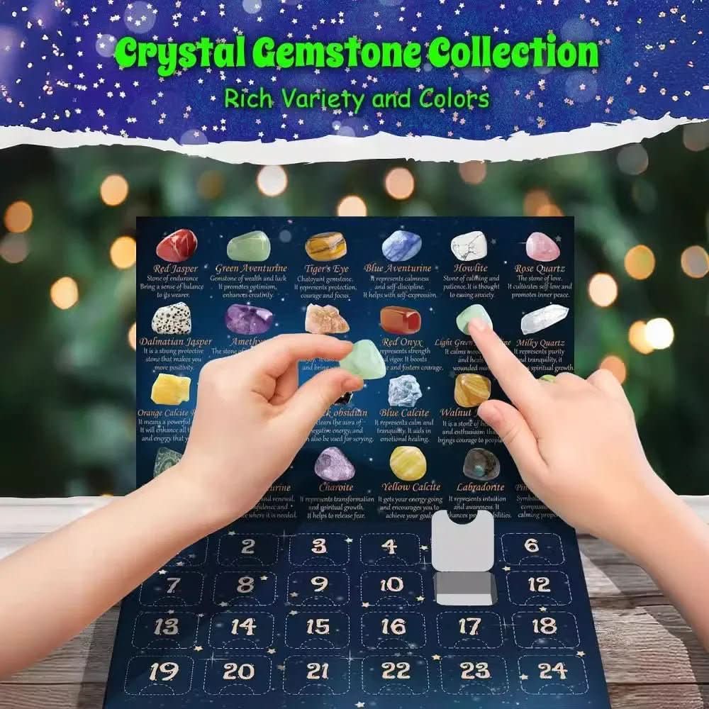 Gleamstone Advent Gem Calendar 2025 - 24 Natural Gemstones For Christmas Countdown