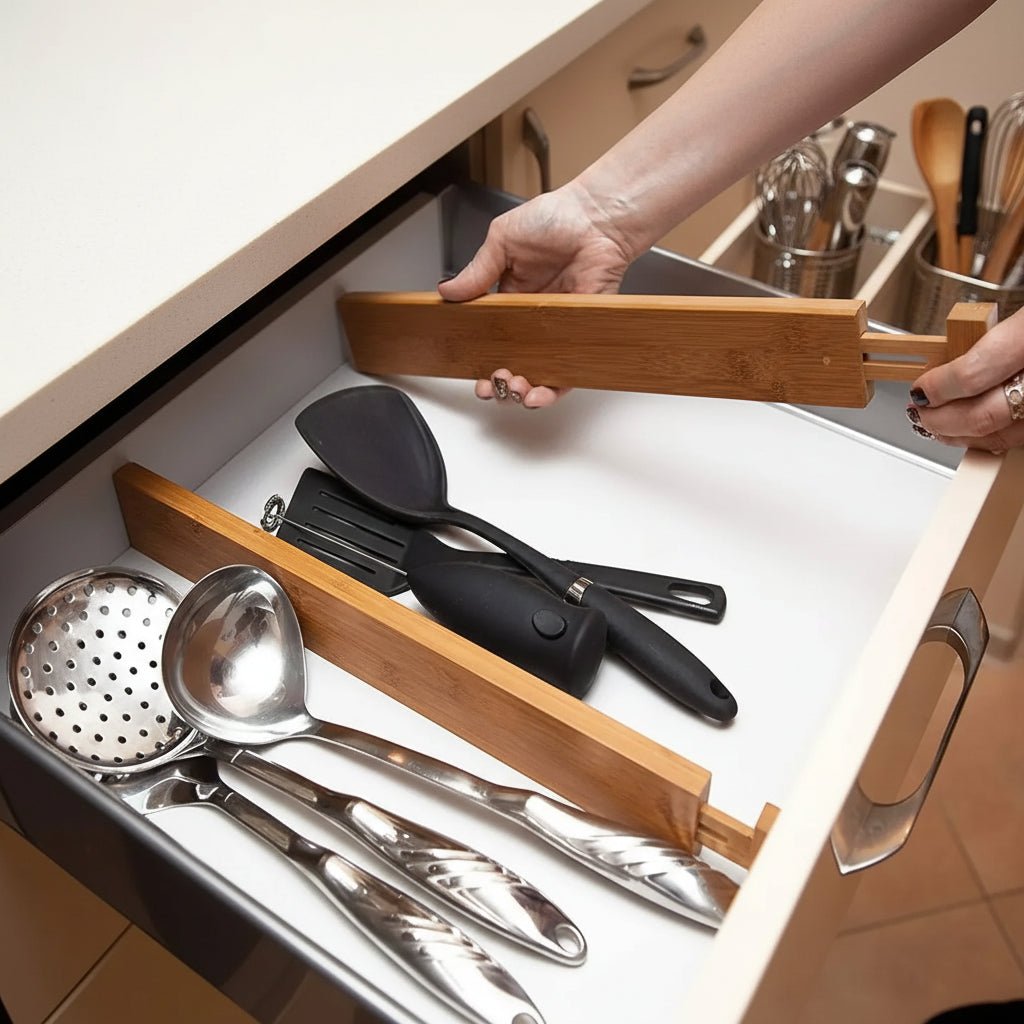 NovaFlex Bamboo Extendable Drawer Organizer For Flexible Tidiness