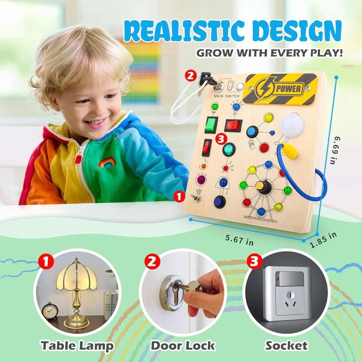 LumenPlay Wooden Board for Tactile Development and Coordination