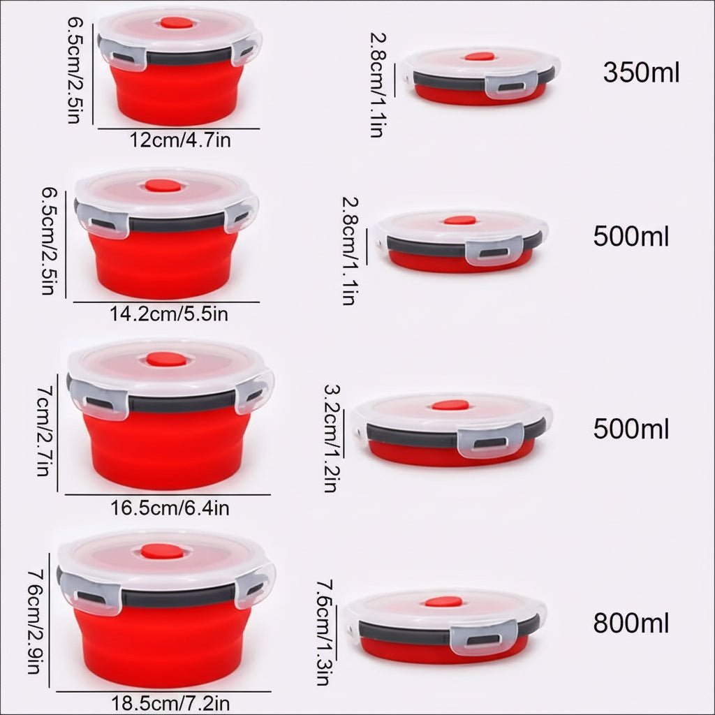 FlexFold Foldable Silicone Bento Lunchbox Set With Leak-Proof Lid