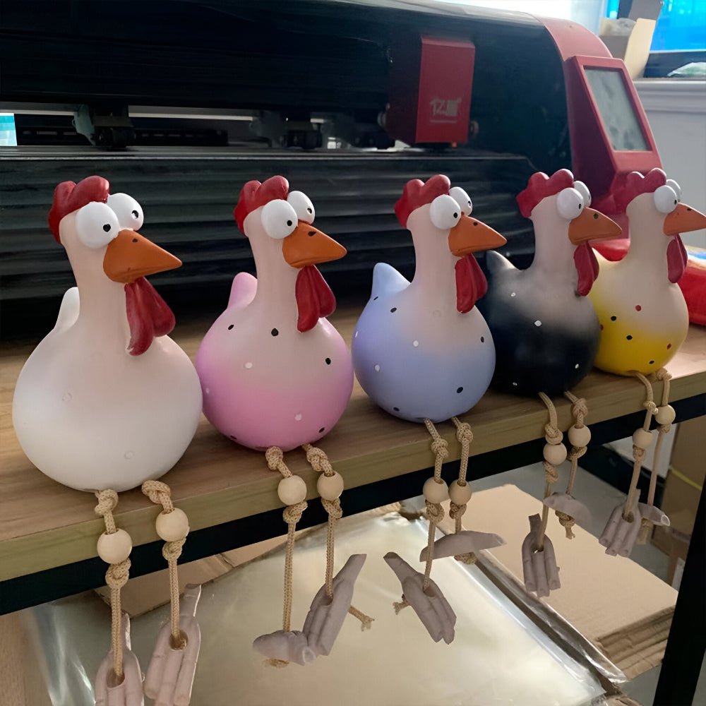 Cheeky Feather Garden Chicken Statue With Dancing Legs