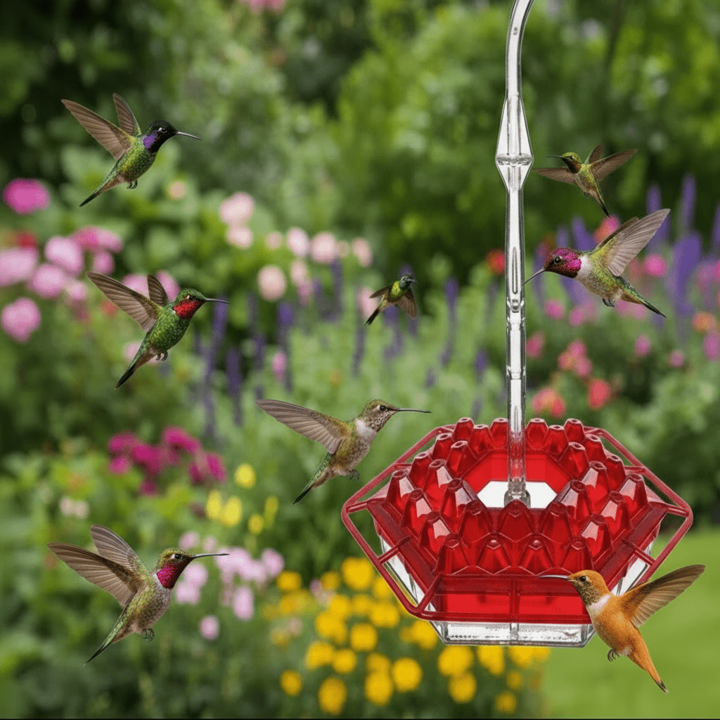 AuroraNest Mangiatoia Colorata Appesa per Colibrì e Abbeveratoio Impermeabile per Uccelli