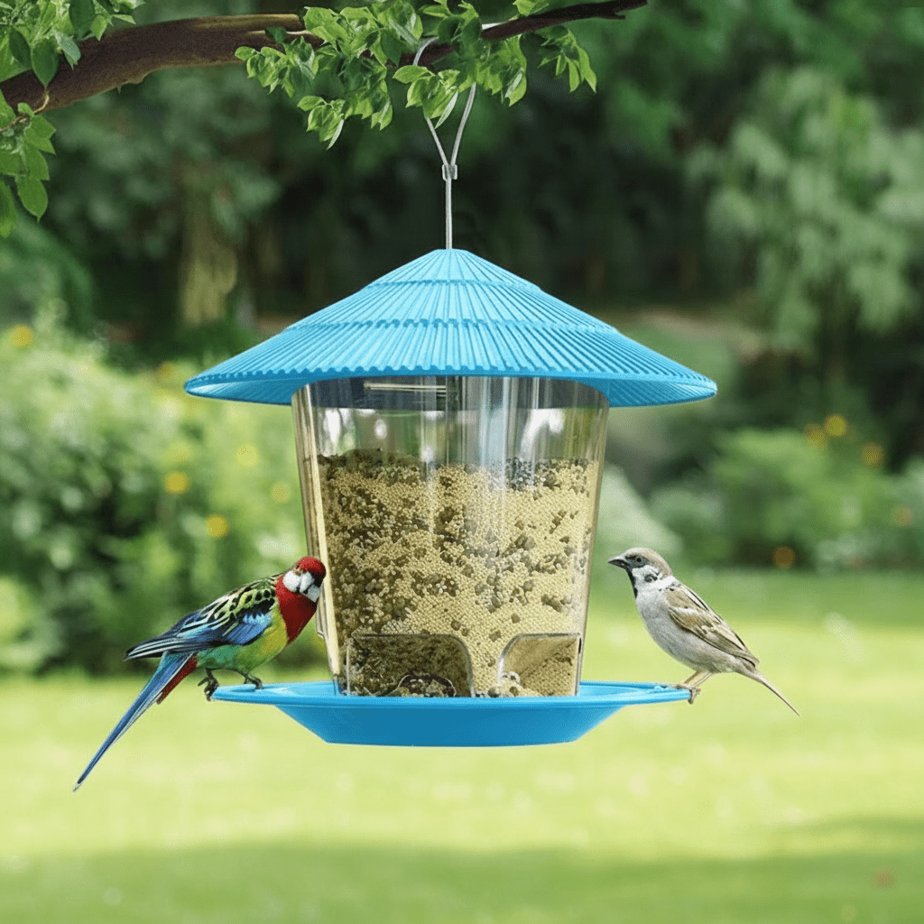 QuattroHex Hexagonal Outdoor Bird Feeder With Easy Refilling And Weather Protection