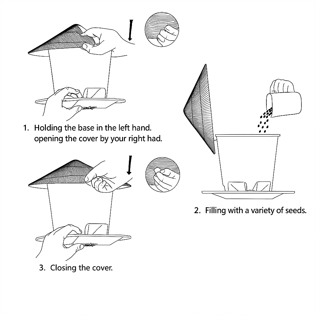 QuattroHex Hexagonal Outdoor Bird Feeder With Easy Refilling And Weather Protection