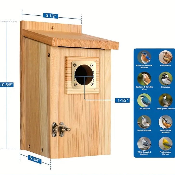 EverNest Nistkasten aus Zedernholz für Eichelhäher, Schwalben und kleine Vögel