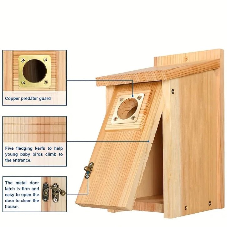 EverNest Nistkasten aus Zedernholz für Eichelhäher, Schwalben und kleine Vögel