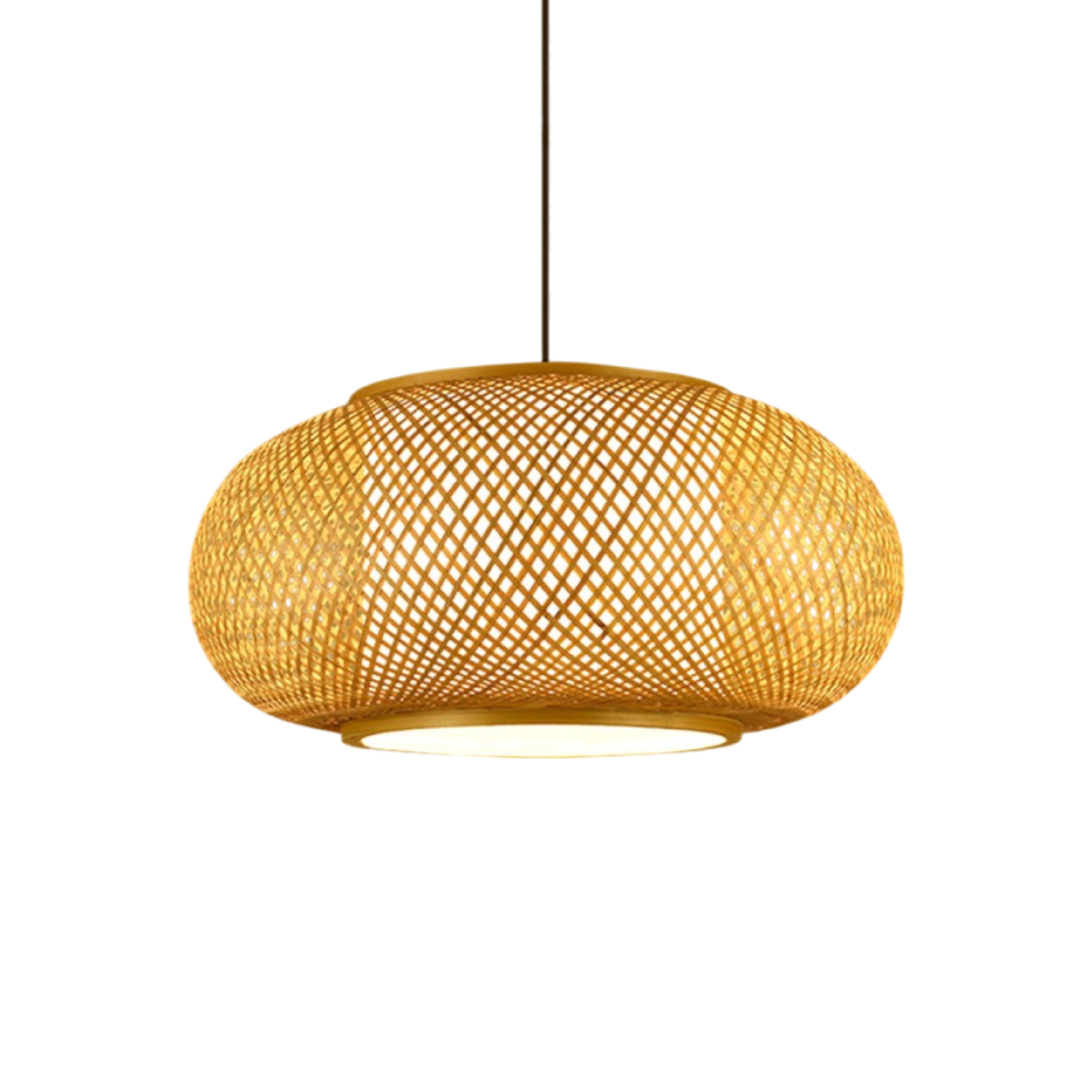 Aurorae Bamboo Pendant Light With Open Weave Shade