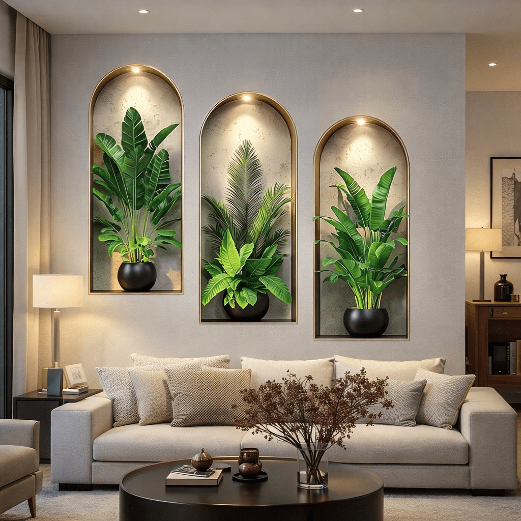 VerdantAura Lifelike 3D Plant Wall Stickers For Natural Room Design