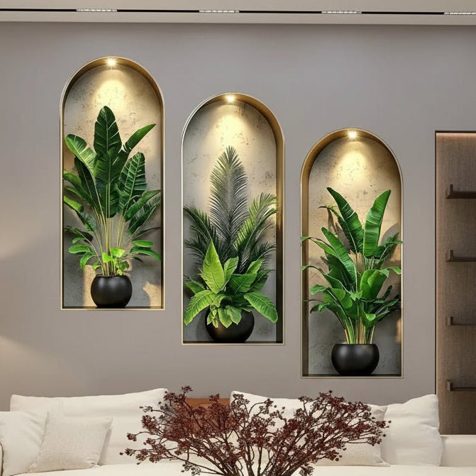 VerdantAura Lifelike 3D Plant Wall Stickers For Natural Room Design