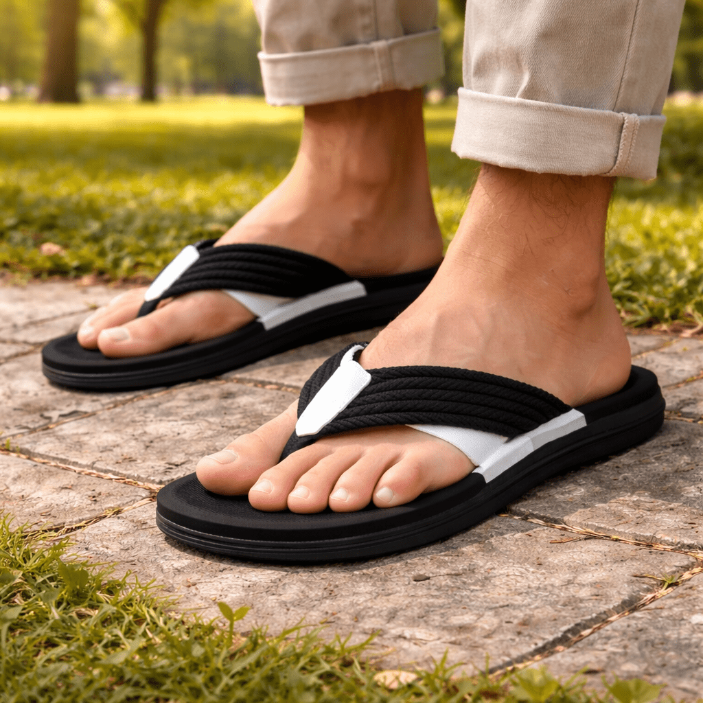 AeroStride Men's Toe Sandals With Woven Straps And Textured Footbed