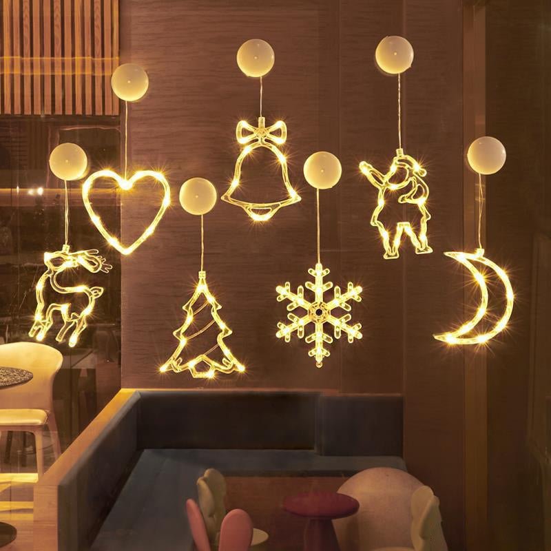 SnowGlow LED vánoční světýlka s přísavkami na sklo a zrcadla
