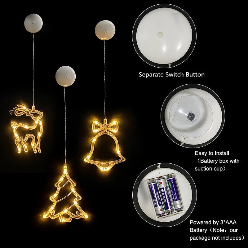 SnowGlow LED vánoční světýlka s přísavkami na sklo a zrcadla