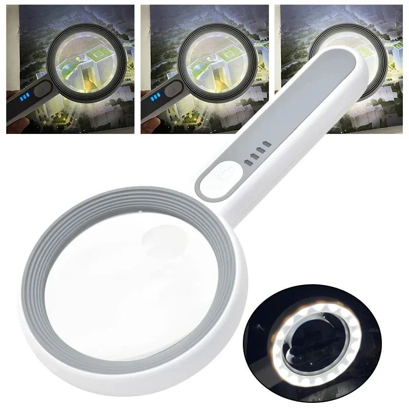 LumaGlimmer Wiederaufladbare 12x LED-Lupe für feine Details