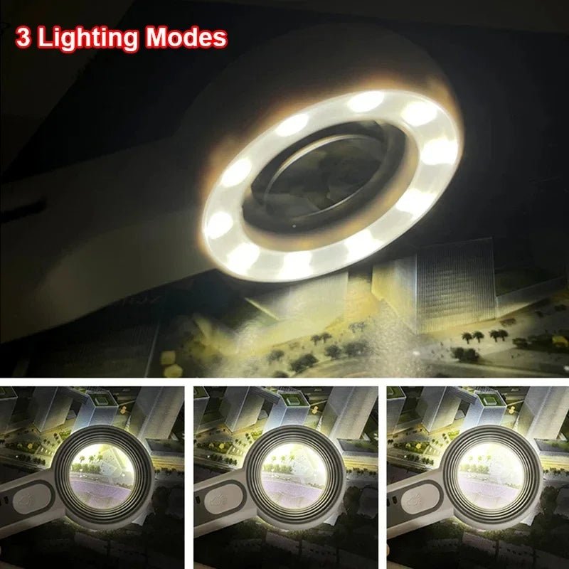 LumaGlimmer Wiederaufladbare 12x LED-Lupe für feine Details