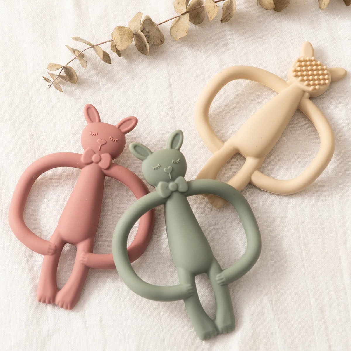 Anello da Dentizione in Silicone Morbido BunnyBloom con Motivo Coniglio Cartoon per Mani Piccole