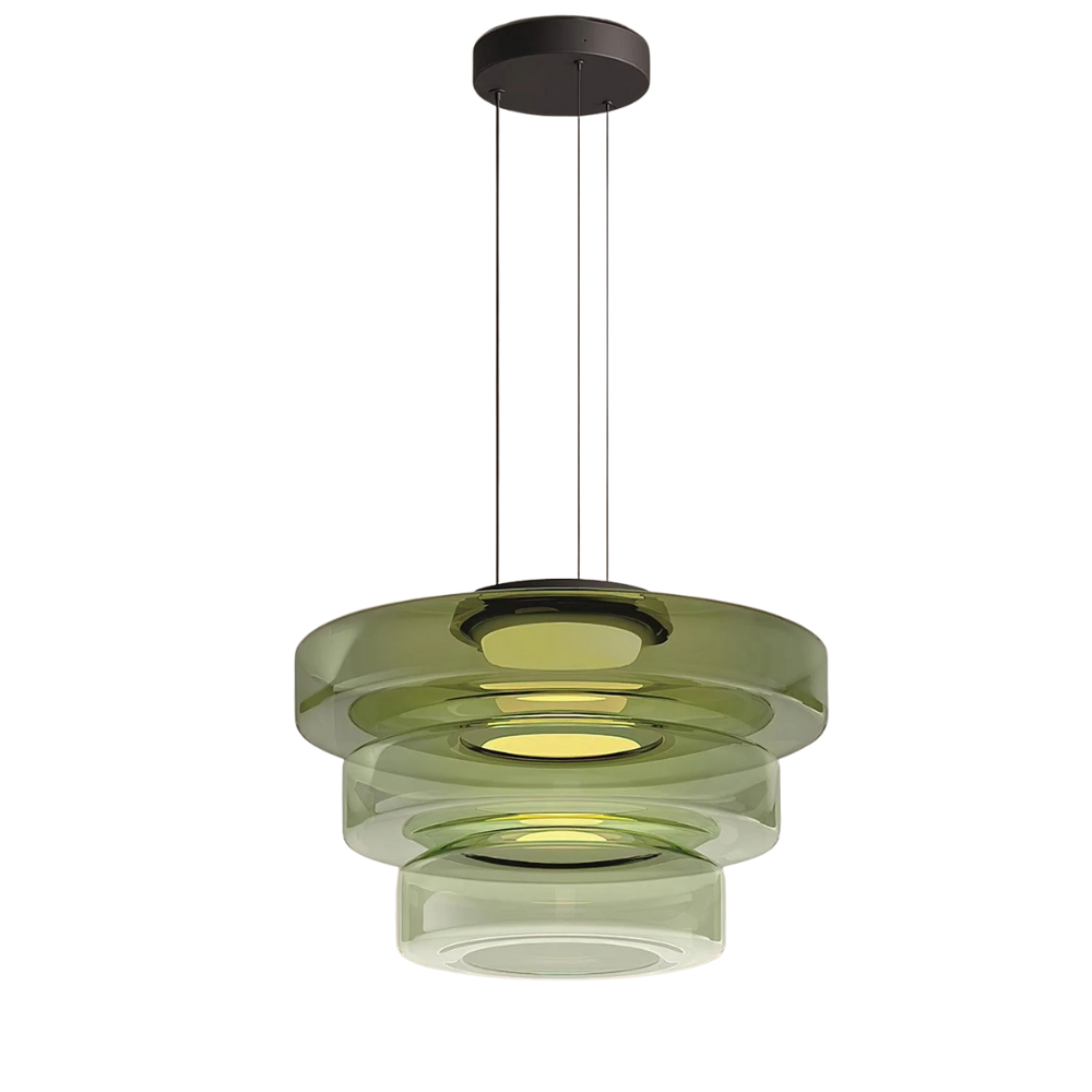 Závěsná lampa v bauhausovém stylu s barevným sklem