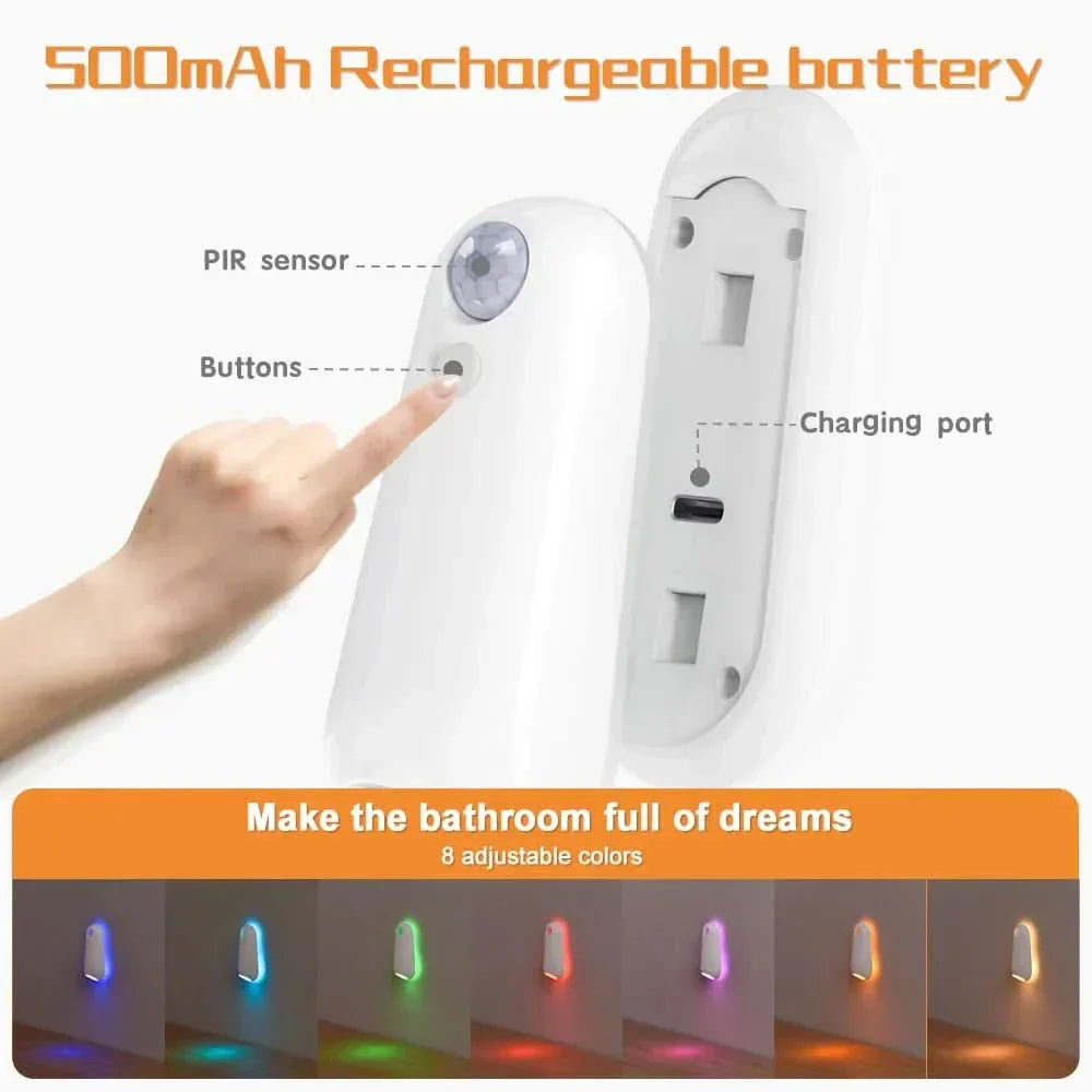 AquaGlow Motion Sensor Toilet Light With Seven RGB Color Options
