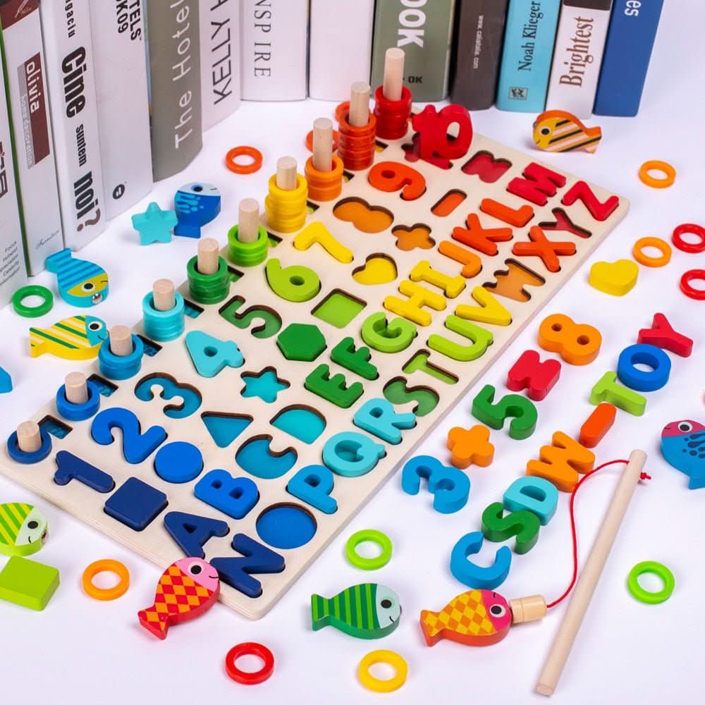 BrightNest Wooden Educational Game Board For Counting Shapes And Fine Motor Skills