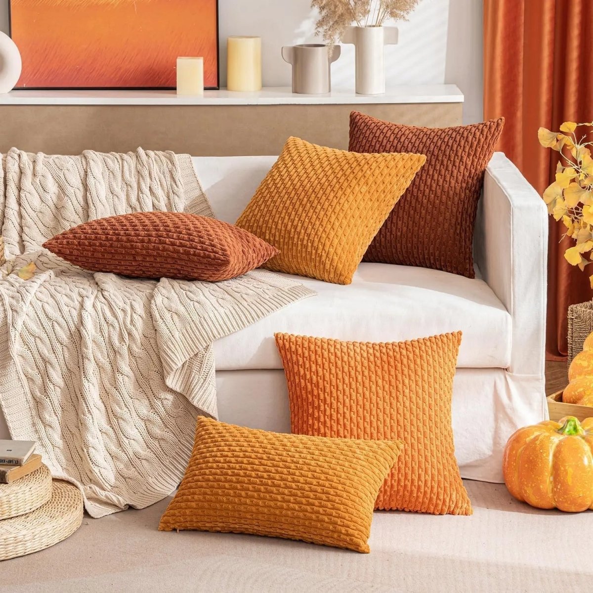 LumaWeave Boho Cord Pillowcase With Stripes For Cozy Home Decor