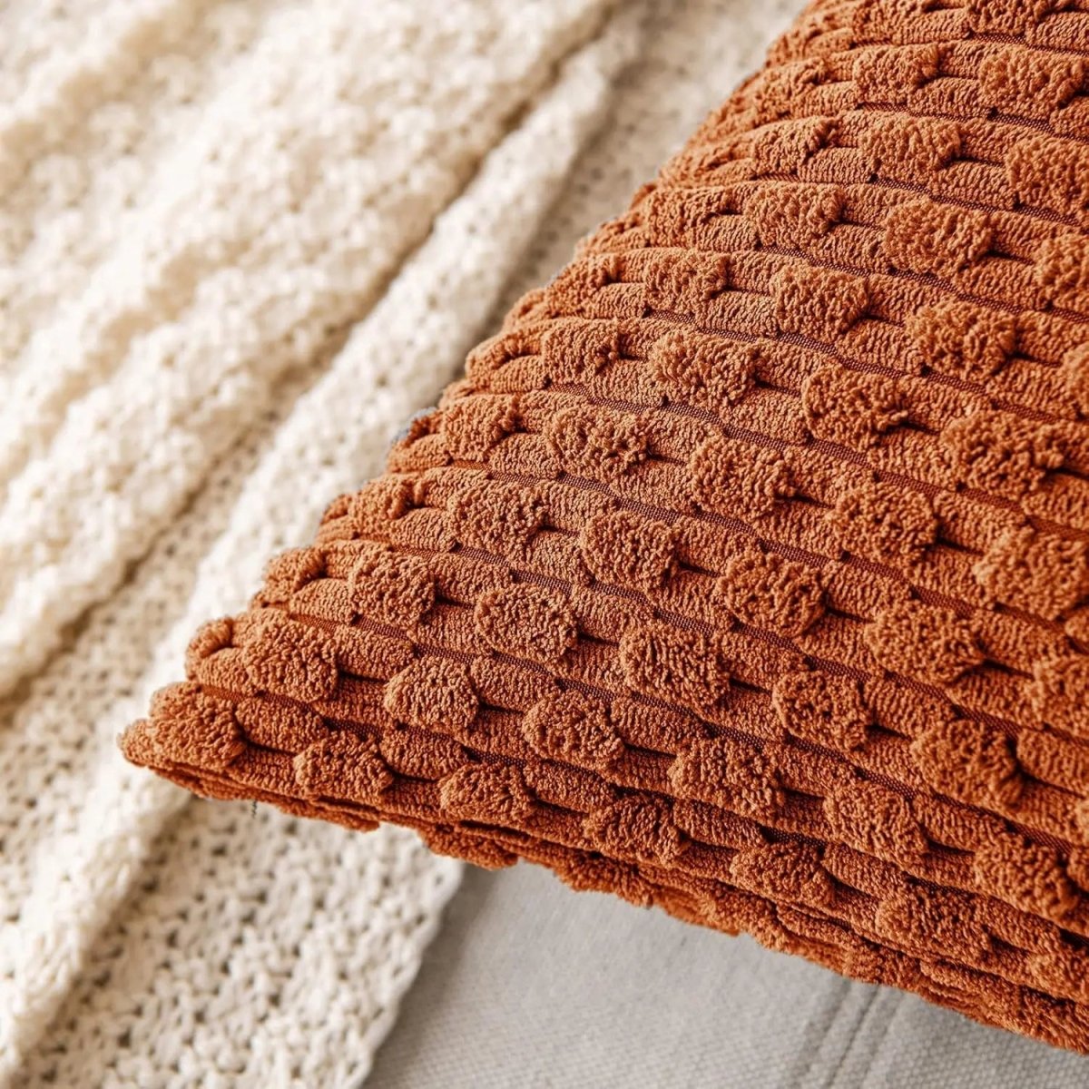 LumaWeave Boho Cord Pillowcase With Stripes For Cozy Home Decor