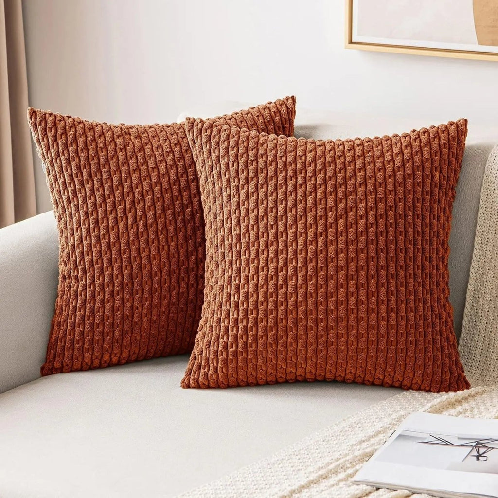 LumaWeave Boho Cord Pillowcase With Stripes For Cozy Home Decor