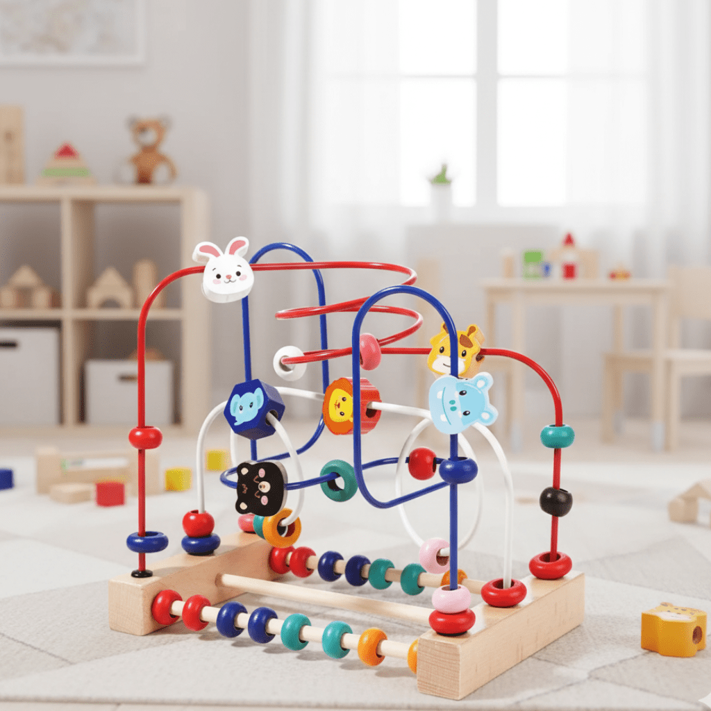 KiddiJoy Wooden Bead Maze and Abacus Educational Toy for Playful Learning