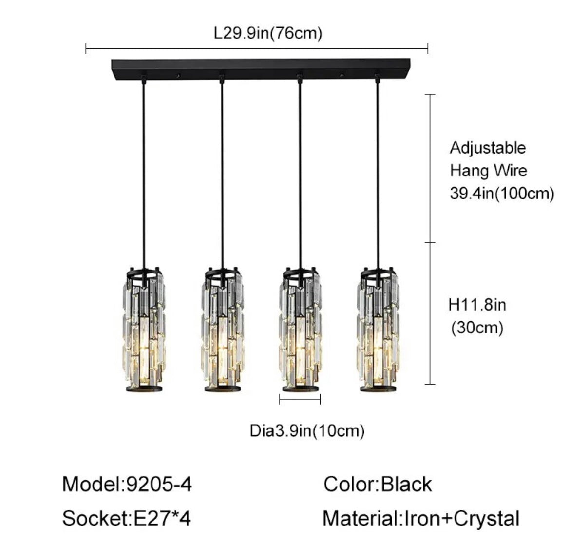 Luma Crystal Small LED Pendant Chandelier for Dining Room