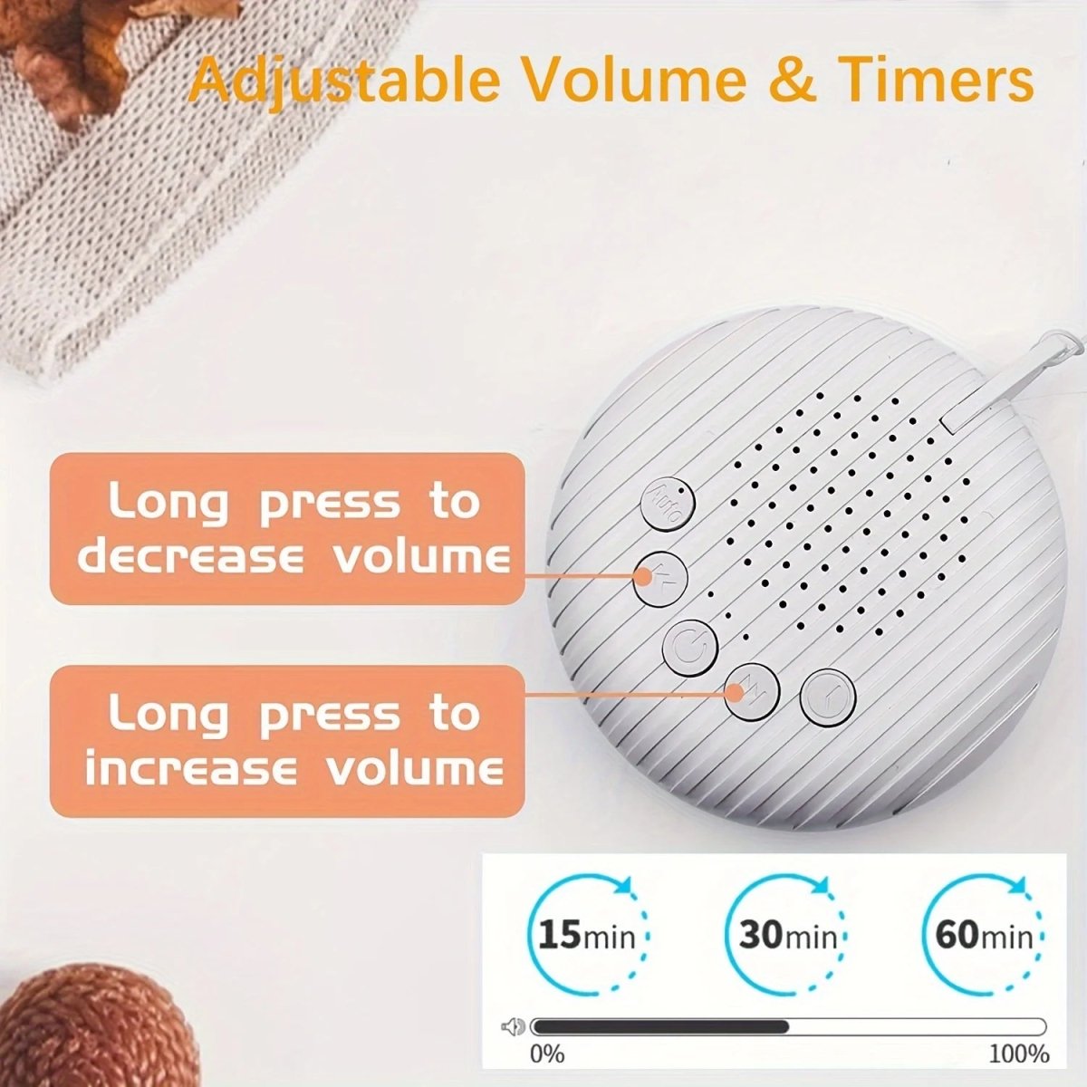 LumaWaves Travel Noise Machine With 10 Soothing Sleep Sounds