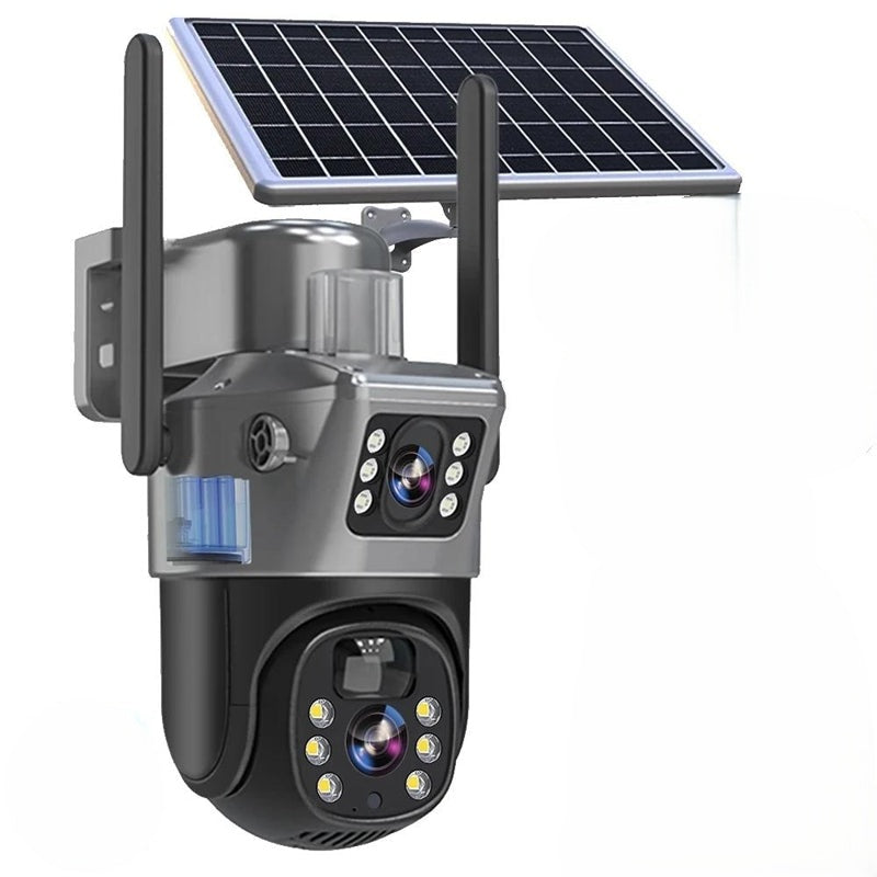 Güneş Paneliyle 4K Kablosuz Dış Mekan Güvenlik Kamerası, Çift Lensli 10x Zoom ve Gece Görüşü Özellikli