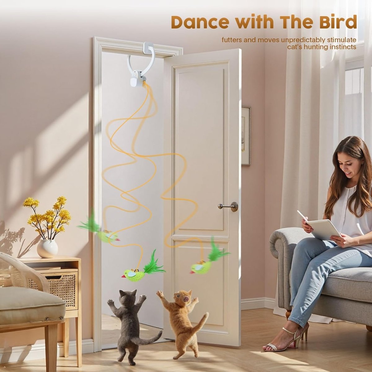 AeroFeather Flying Bird Toy That Delights Curious Cats