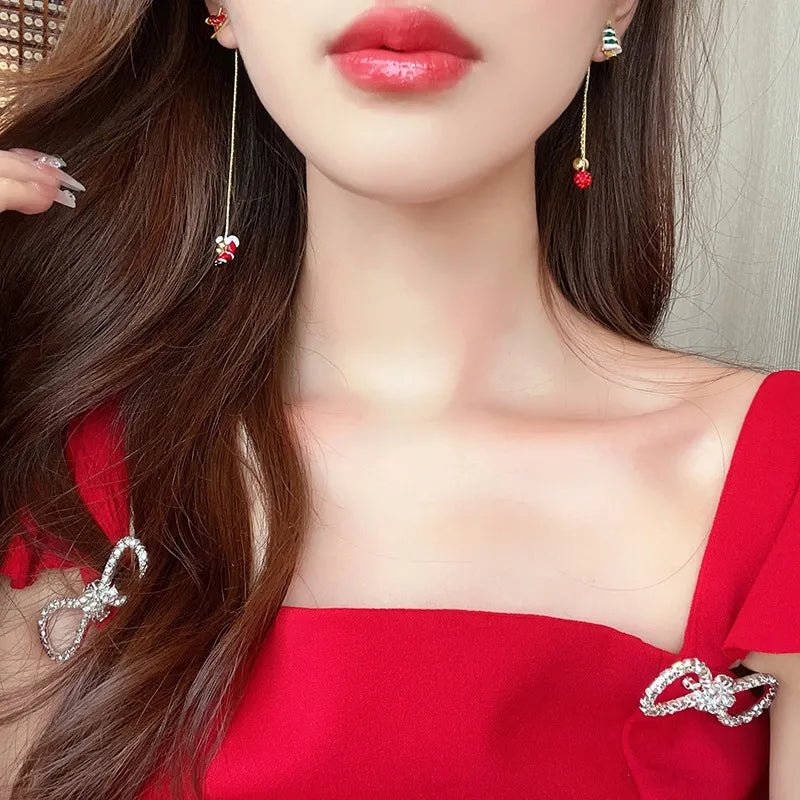LumaSpark Santa Claus Tassel Earrings For a Festive Holiday Look