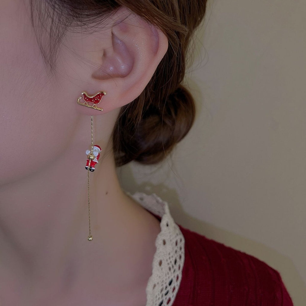 LumaSpark Santa Claus Tassel Earrings For a Festive Holiday Look