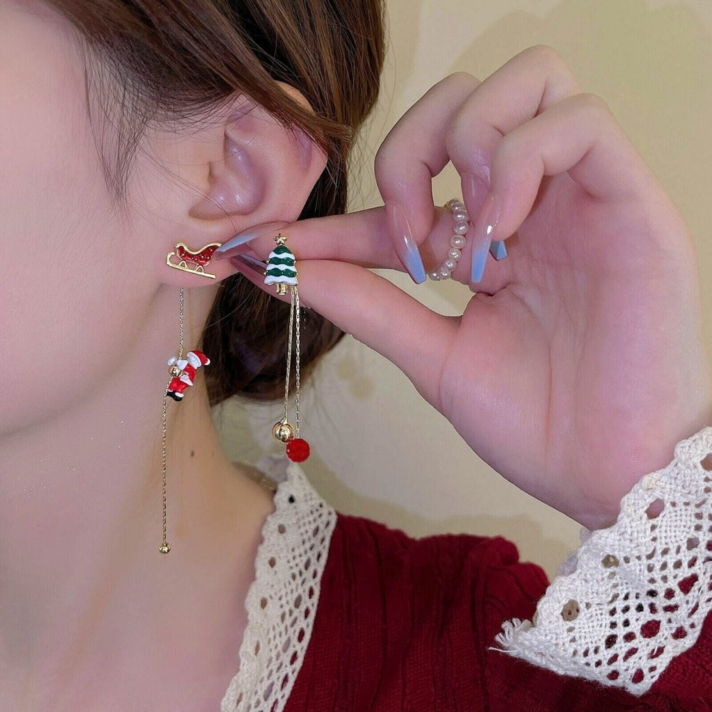 LumaSpark Santa Claus Tassel Earrings For a Festive Holiday Look