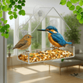 Comedero para Pájaros FeatherView con Ventana Transparente y Ventosas