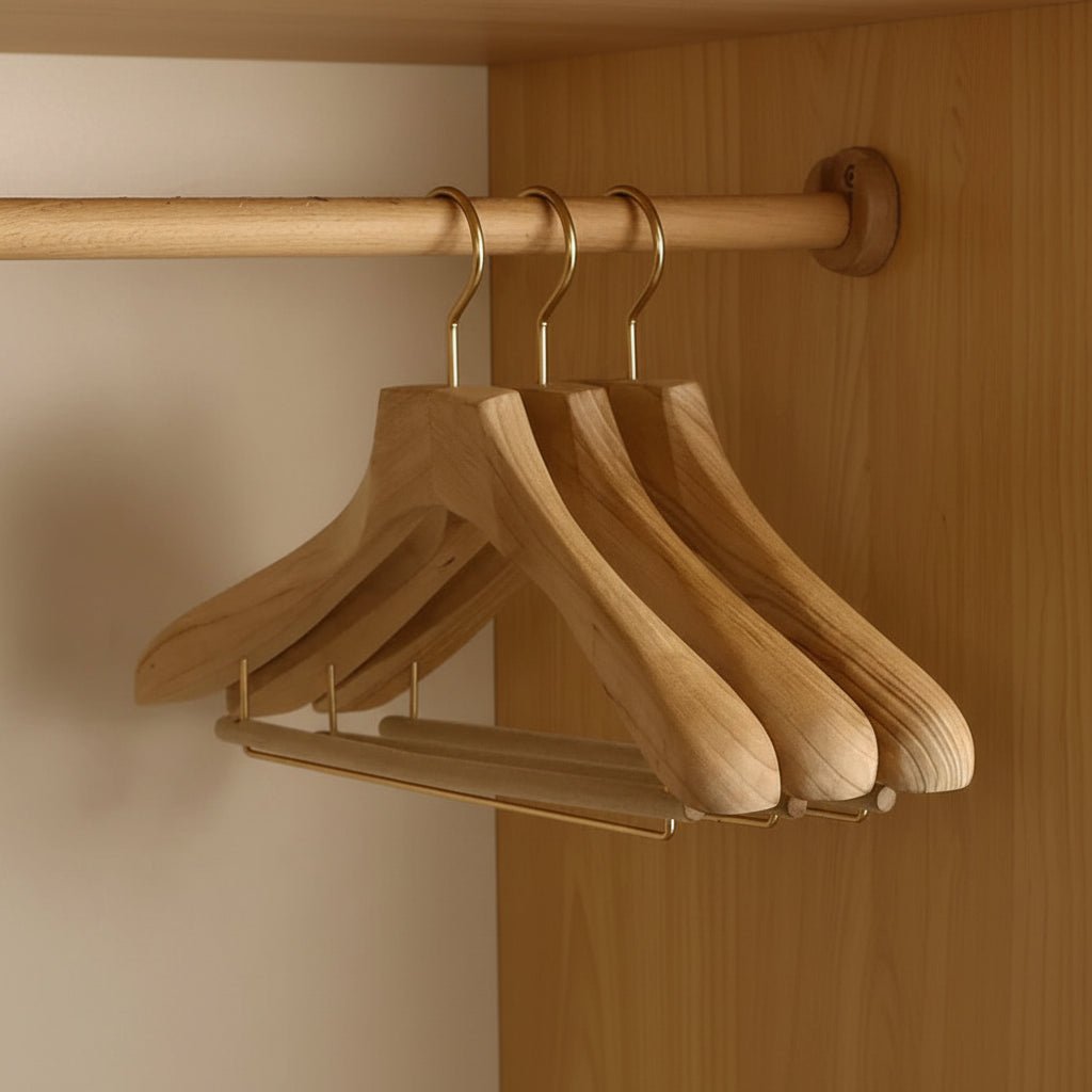 Wide Wooden Clothes Hangers for Elegant Wardrobe Organization