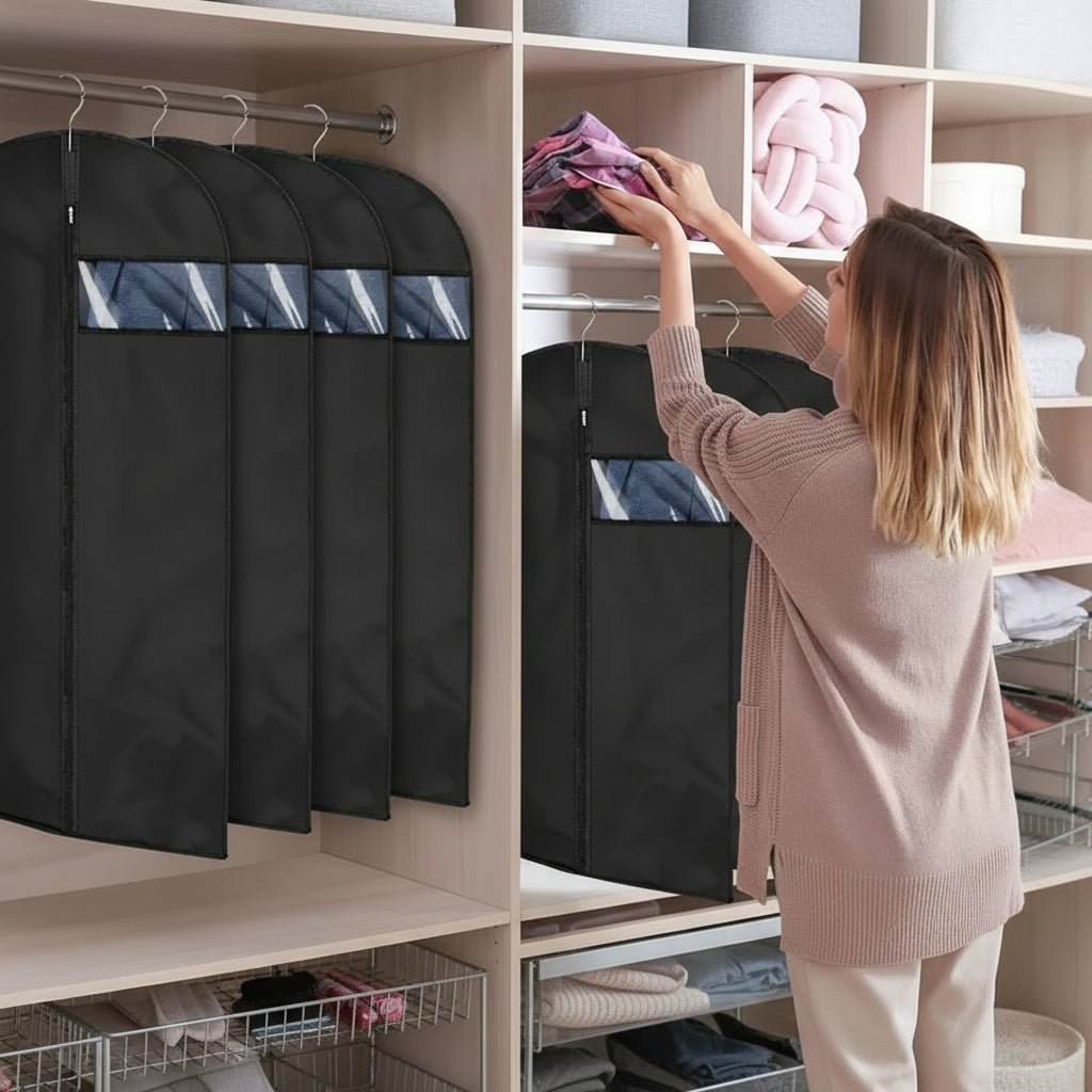 BreezeCloset Atmungsaktive Kleiderhüllen, 5er-Pack mit Sichtfenster