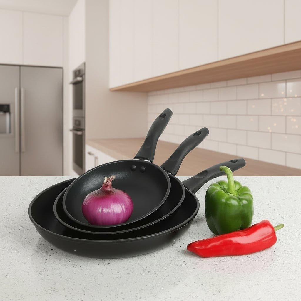 NovaGlow Pan Set 3 Piece Nonstick Cookware for Effortless Everyday Cooking