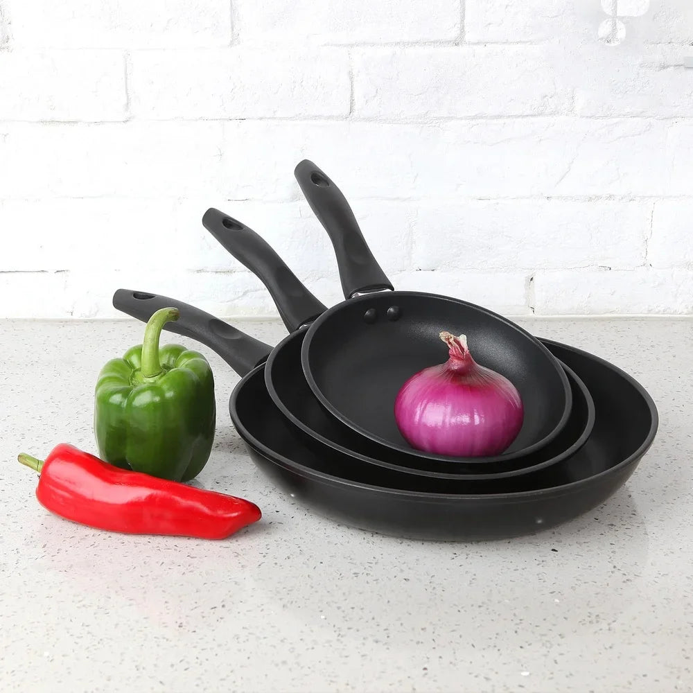 NovaGlow Pan Set 3 Piece Nonstick Cookware for Effortless Everyday Cooking