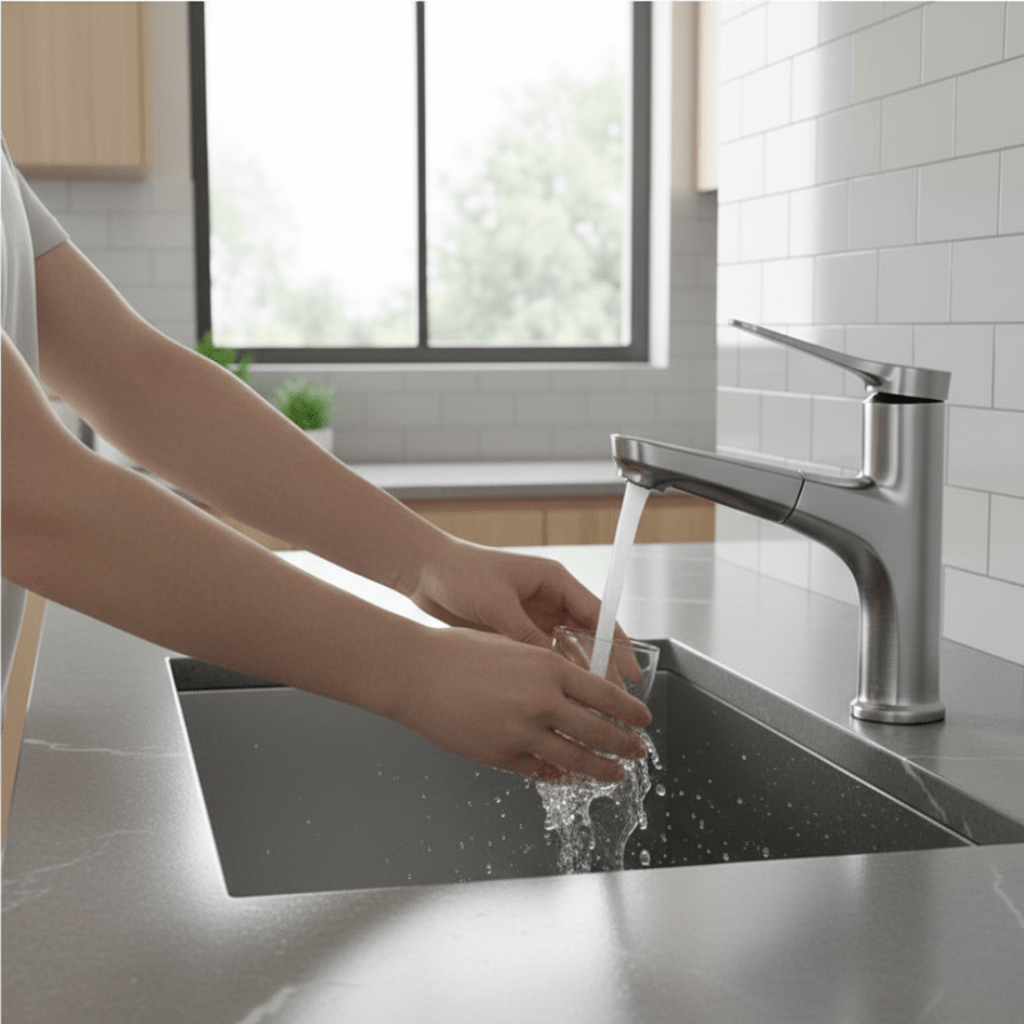 AeroFlex Modern Pull-Out Bathroom Faucet With Flexible Copper Body