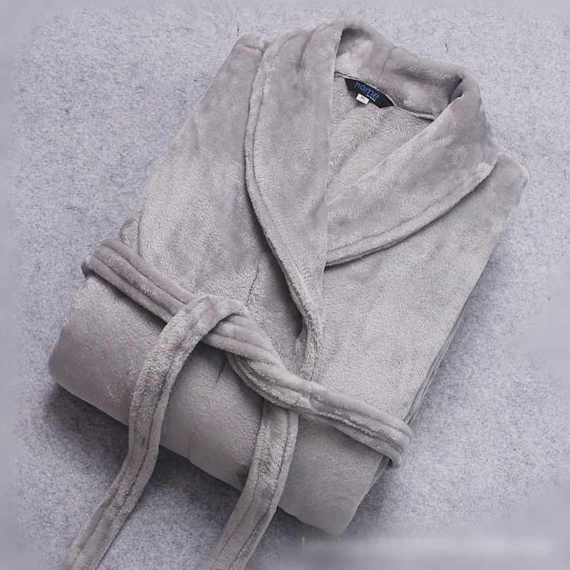 CuddleCloud lehký zimní župan z korálového fleecu s páskem a bočními kapsami