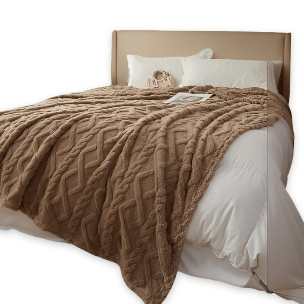 CozyNest Double-Layer Fleece Blanket With Modern Geometric Design
