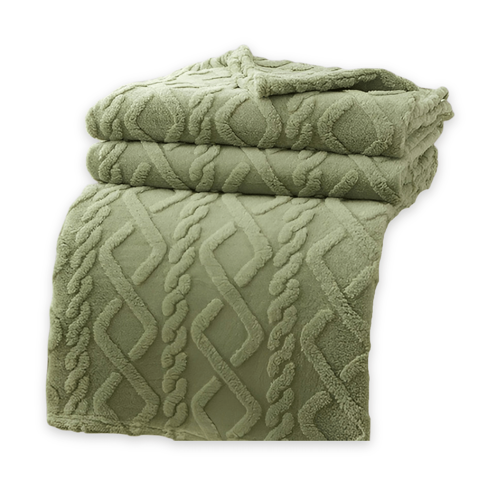 CozyNest Double-Layer Fleece Blanket With Modern Geometric Design