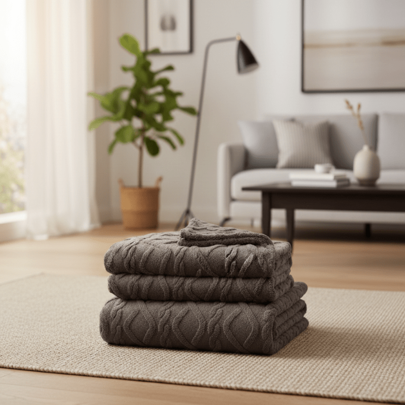 CozyNest Double-Layer Fleece Blanket With Modern Geometric Design