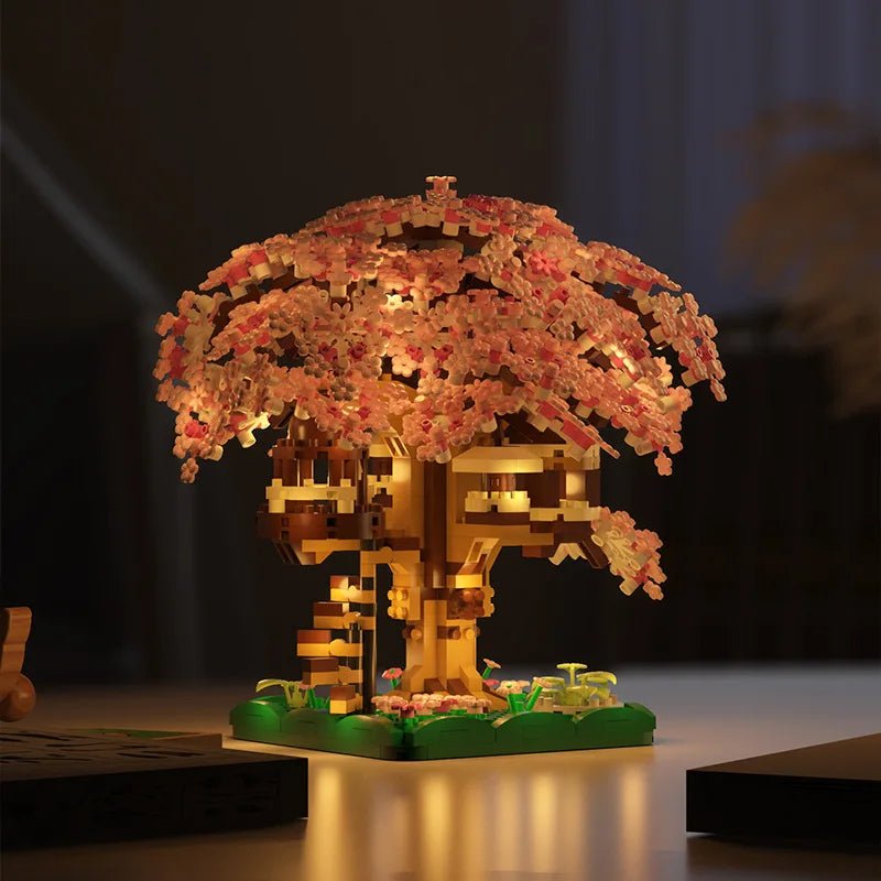 WhimsyBuild Cherry Blossom Treehouse Microblock Set for Imaginative Girls