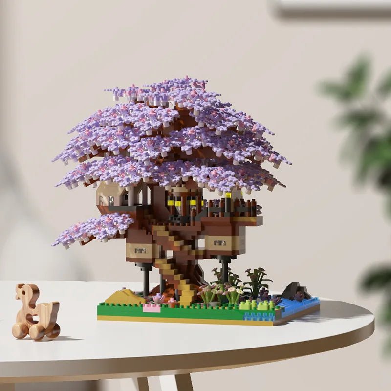 WhimsyBuild Cherry Blossom Treehouse Microblock Set for Imaginative Girls