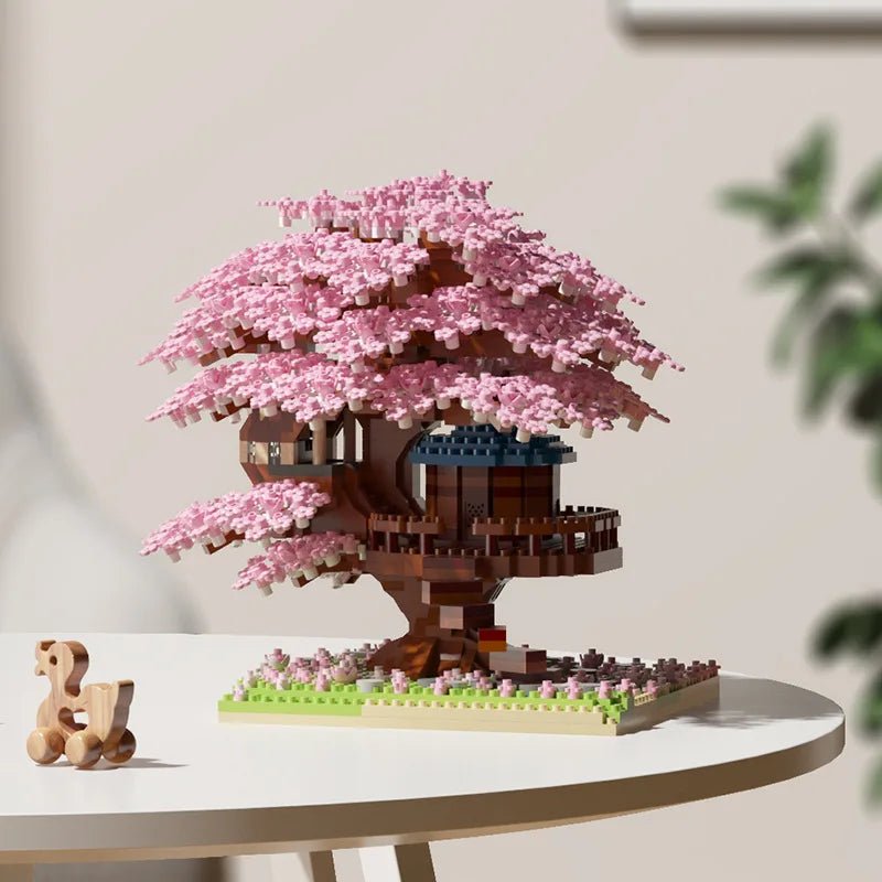 WhimsyBuild Cherry Blossom Treehouse Microblock Set for Imaginative Girls