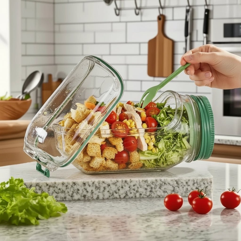 CrispLayer Shaker per Insalate a Strati per Pasti Freschi e Croccanti da Portare