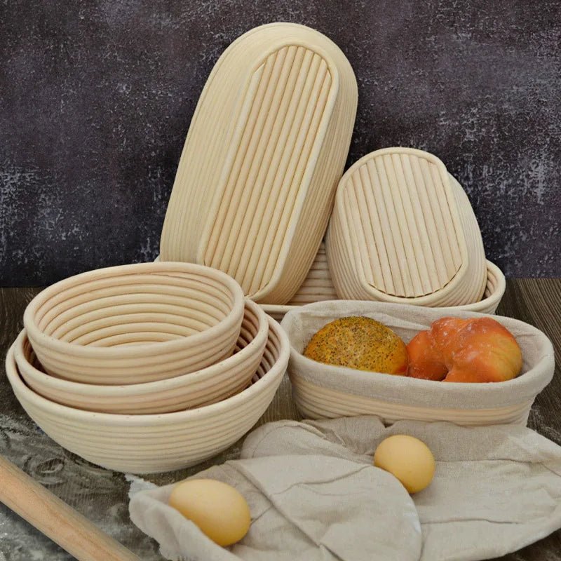 LoomCraft Handcrafted Rattan Proofing Basket Oval and Round for Bread Baking